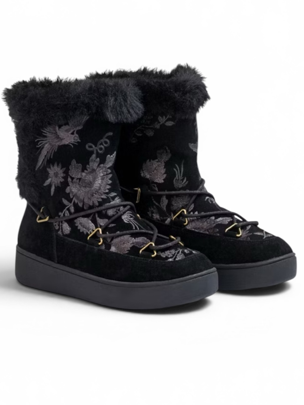 NWOT Johnny Was Freja Moon Boot In Black